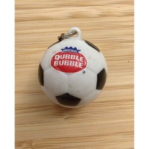 Dubble Bubble Logo Bubble Gum Plastic Soccer Ball Keychain Backpack Charm Vtg